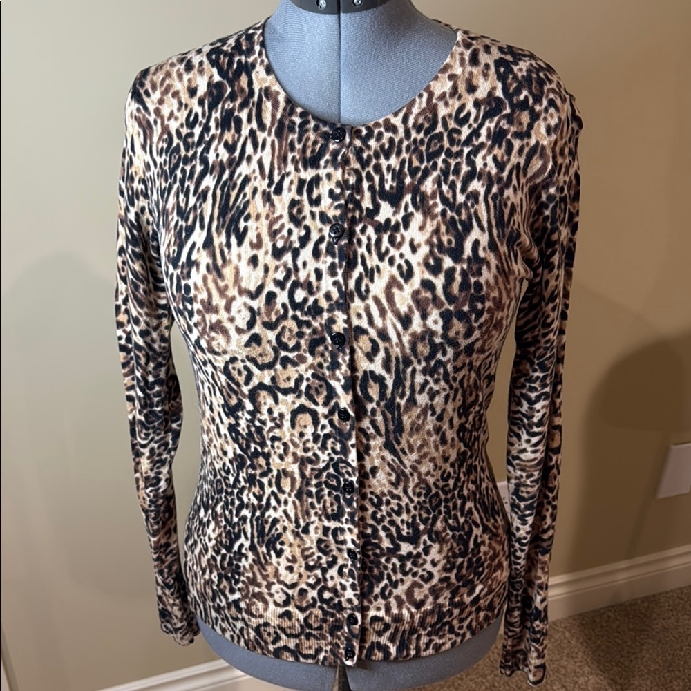Merona Leopard Print Women's Cotton Blend Cardigan